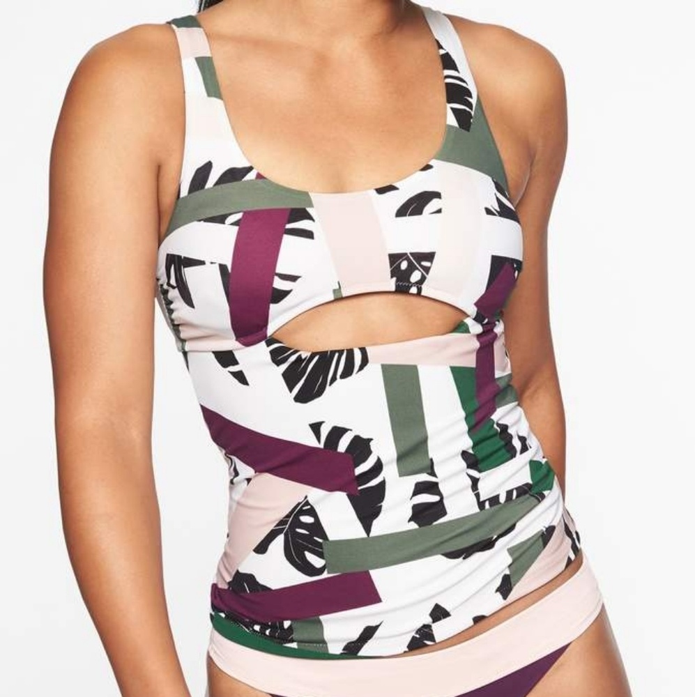 Athleta Tropical Geo Cutout Tankini NWT